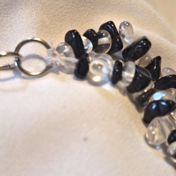 Artisan Handmade Quartz Black Tourmaline Stone Chip Double Stand Necklace - Picture 6 of 8